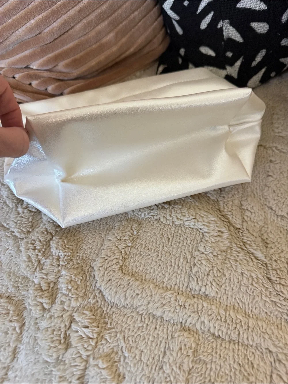 Victoria’s Secret Small Pearl-Accent Wristlet Clutch - Cream